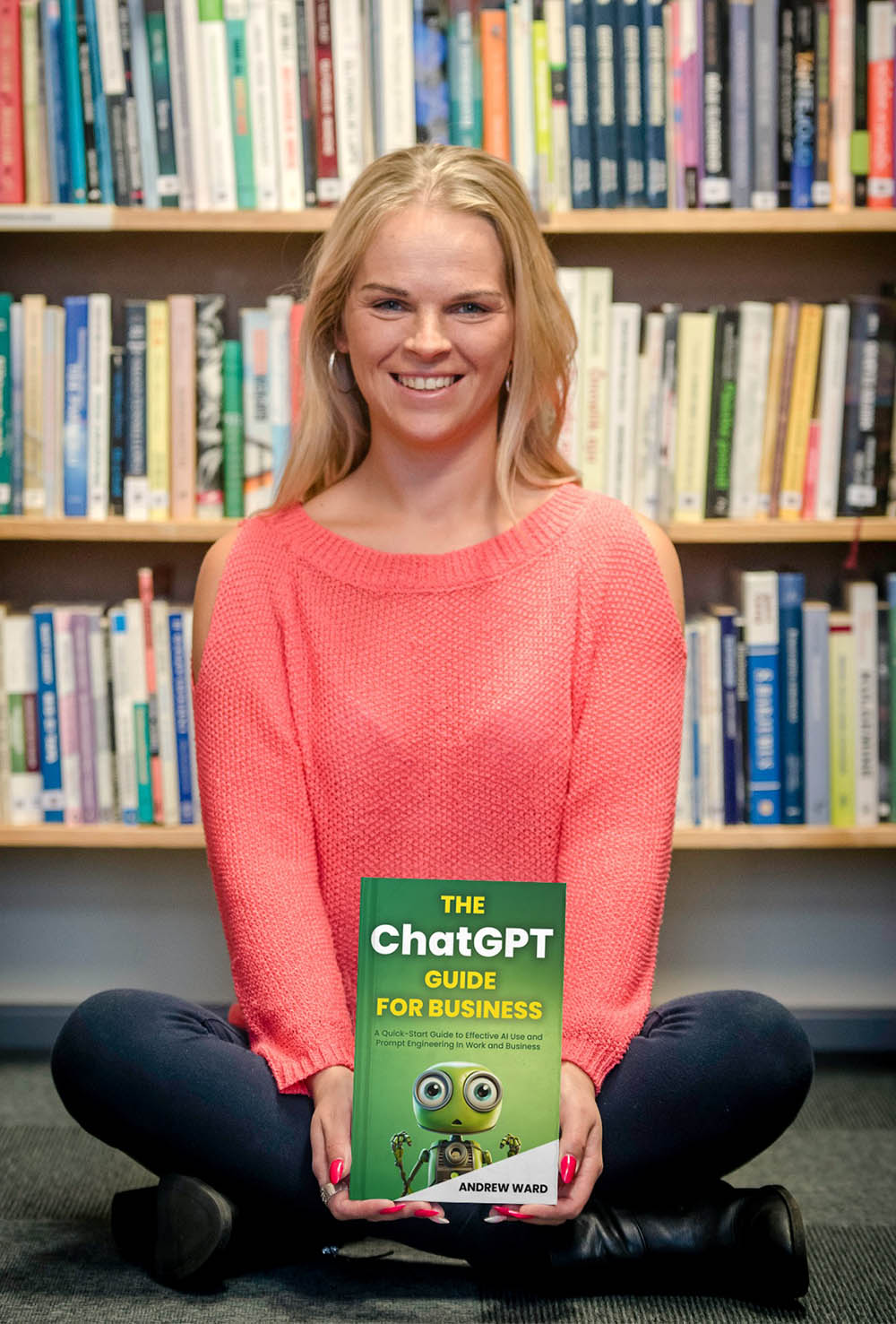picture of a lady readying the ChatGPT Guide for Business